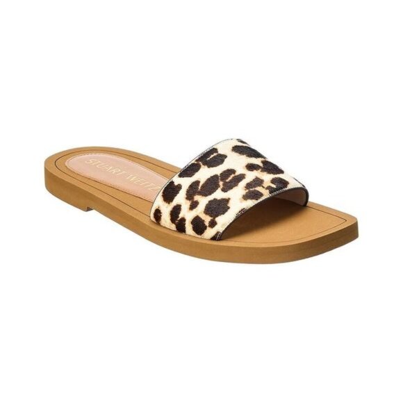 NWT Stuart Weitzman Delilah Calf Hair Cream Leopard Sandal
